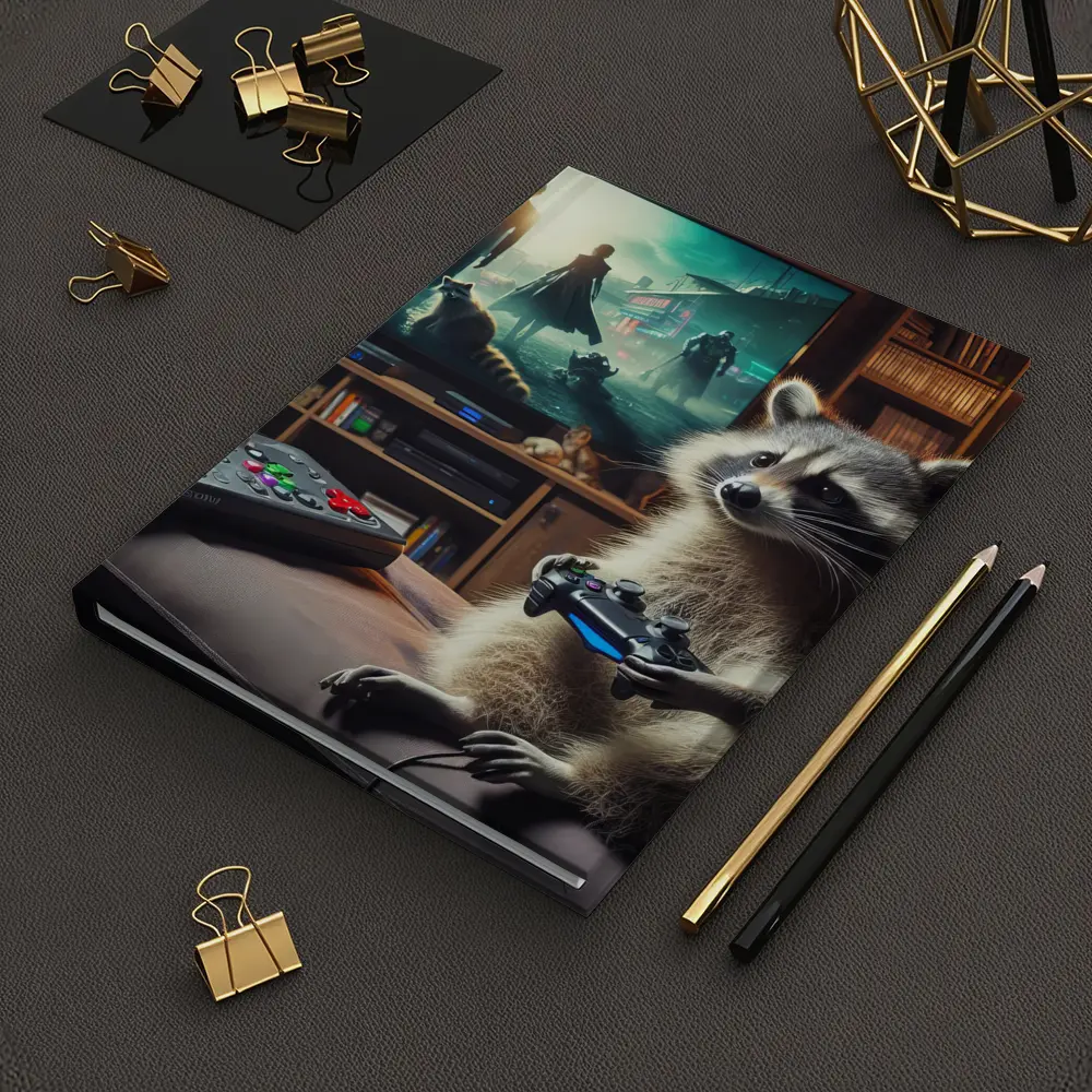 Raccoon Gaming Controller Cozy Living Room – Notebooks