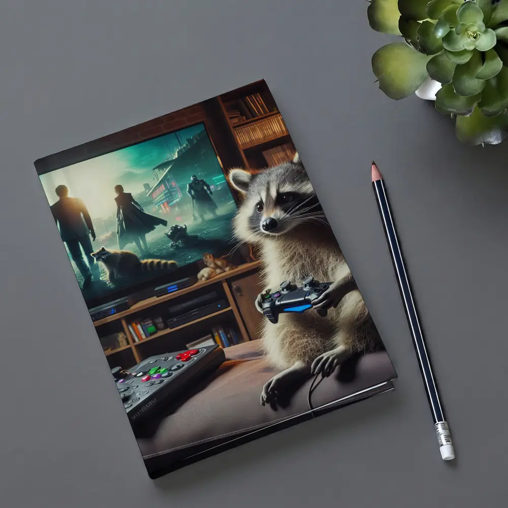 Raccoon Gaming Controller Cozy Living Room – Notebooks