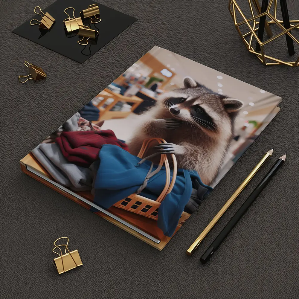 Raccoon Shopping in Clothing Store – Notebooks