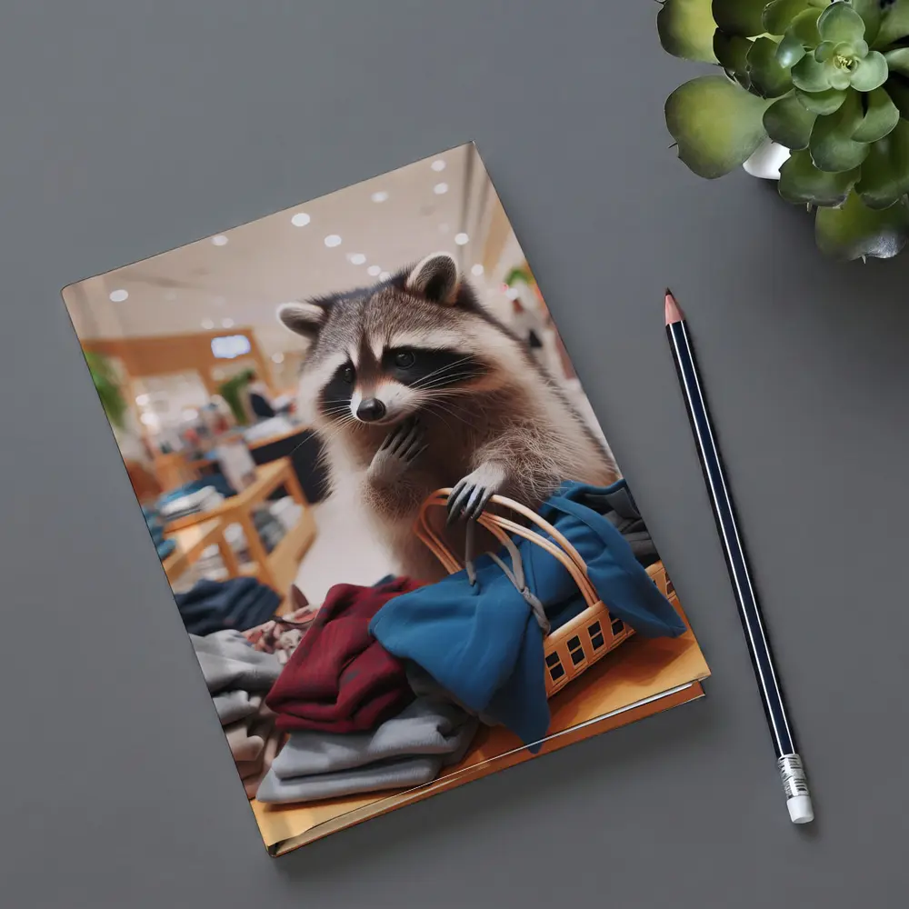 Raccoon Shopping in Clothing Store – Notebooks