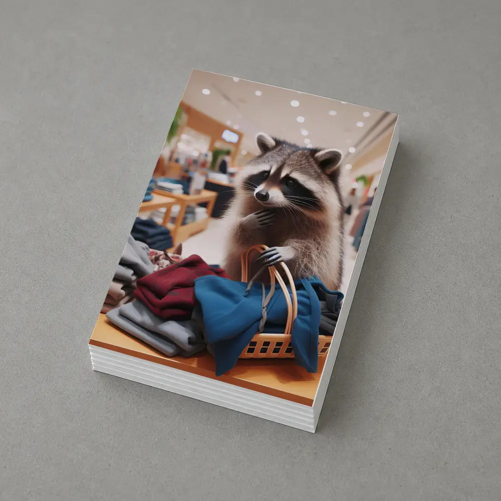 Raccoon Shopping in Clothing Store – Postcards