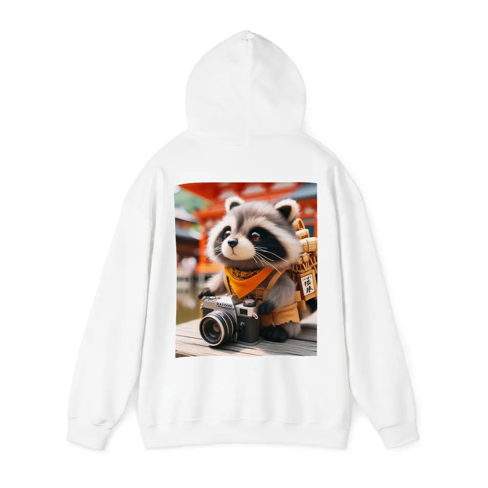 Raccoon Tourist With Camera Japanese Temple – Hoodies