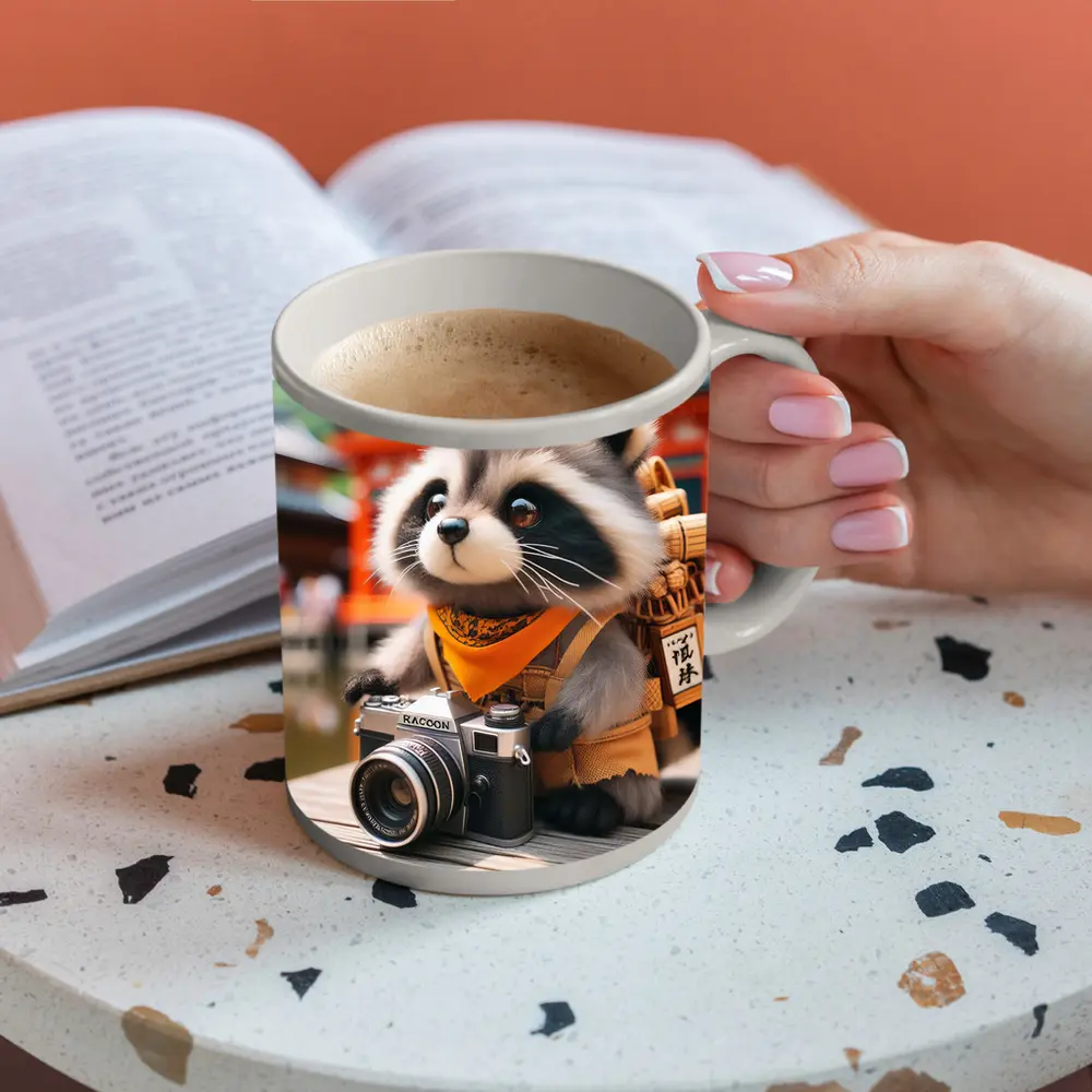 Raccoon Tourist With Camera Japanese Temple – Mugs