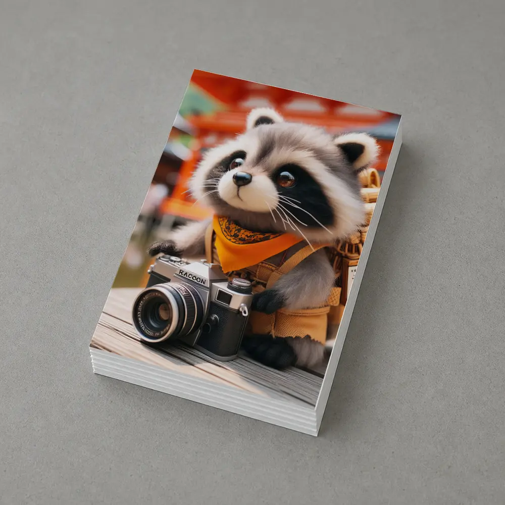 Raccoon Tourist With Camera Japanese Temple – Postcards