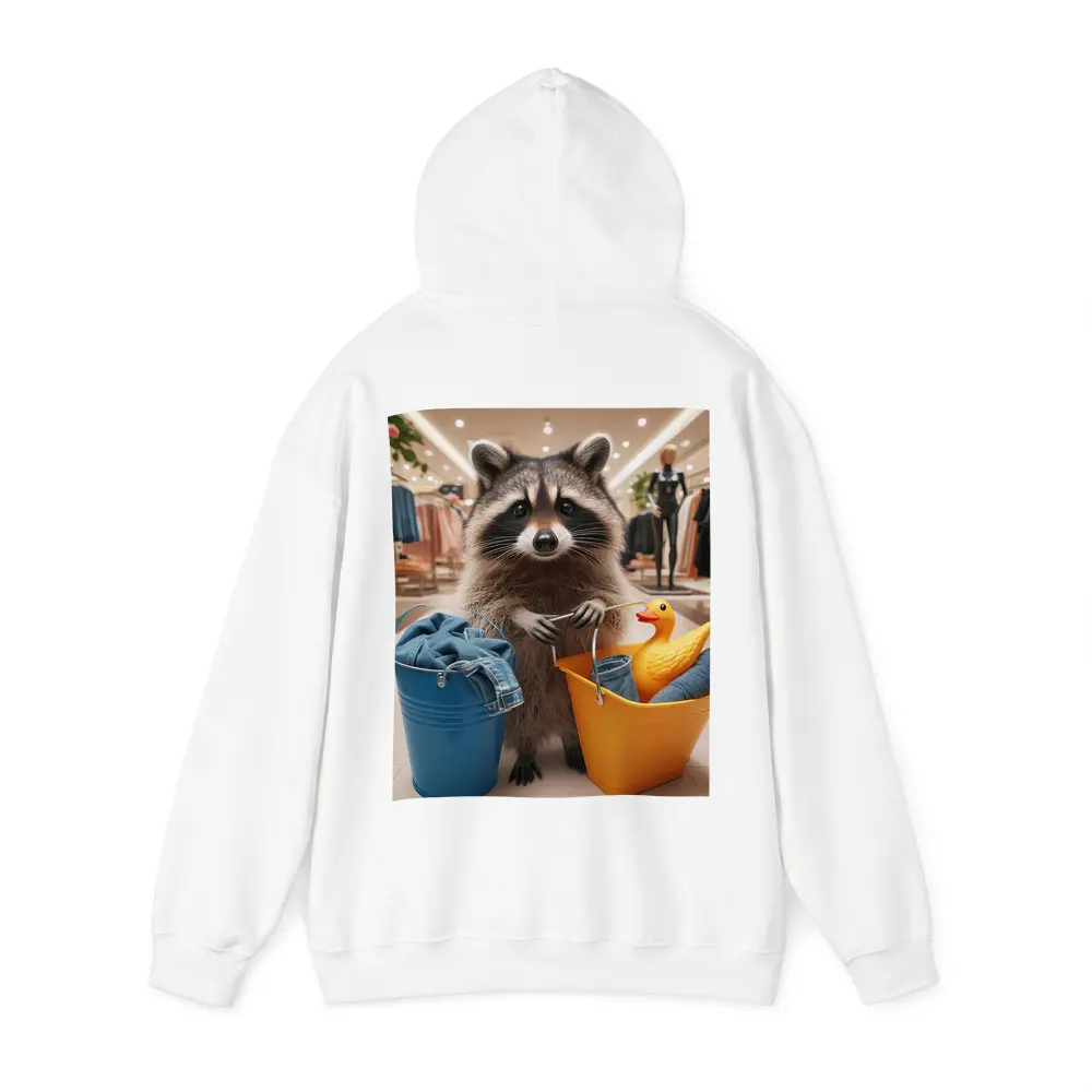 Raccoon Shopping With Buckets In Store – Hoodies