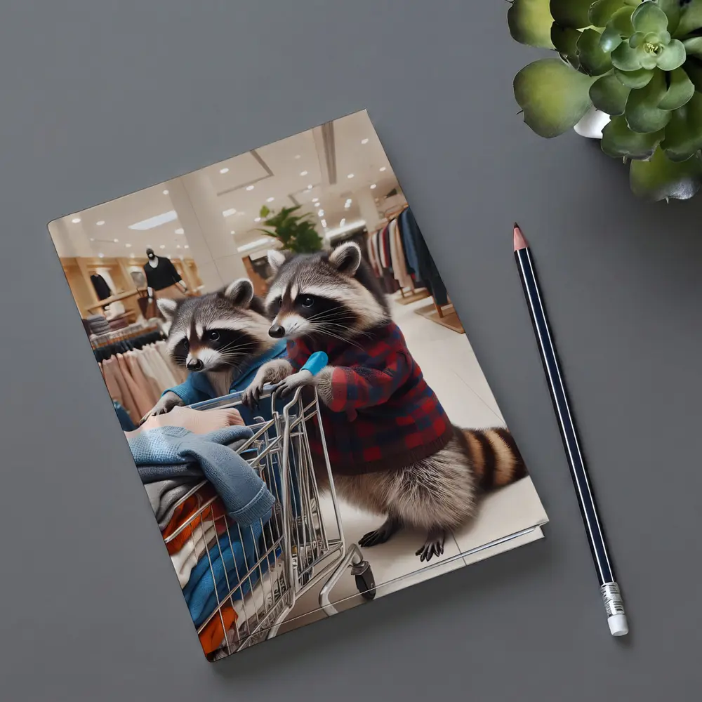 Raccoons Shopping In Clothing Store – Notebooks