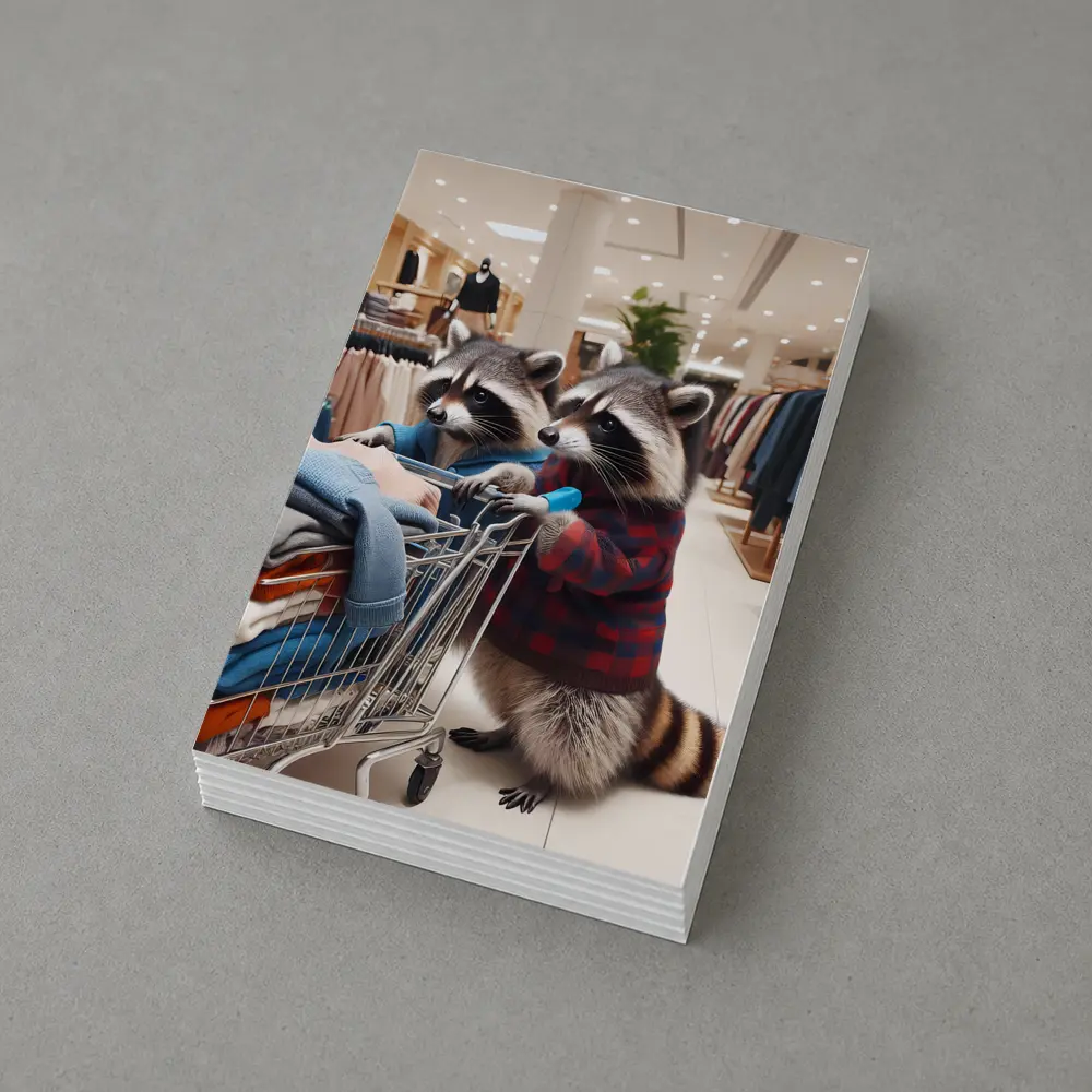 Raccoons Shopping In Clothing Store – Postcards
