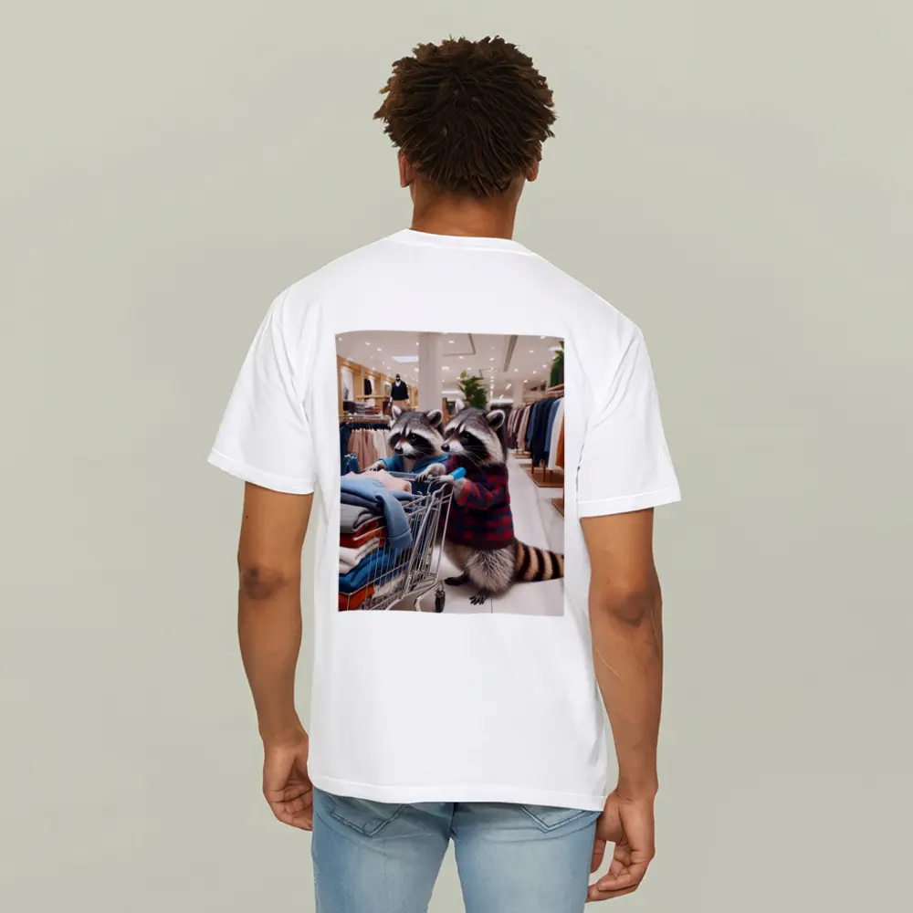 Raccoons Shopping In Clothing Store – T-Shirts