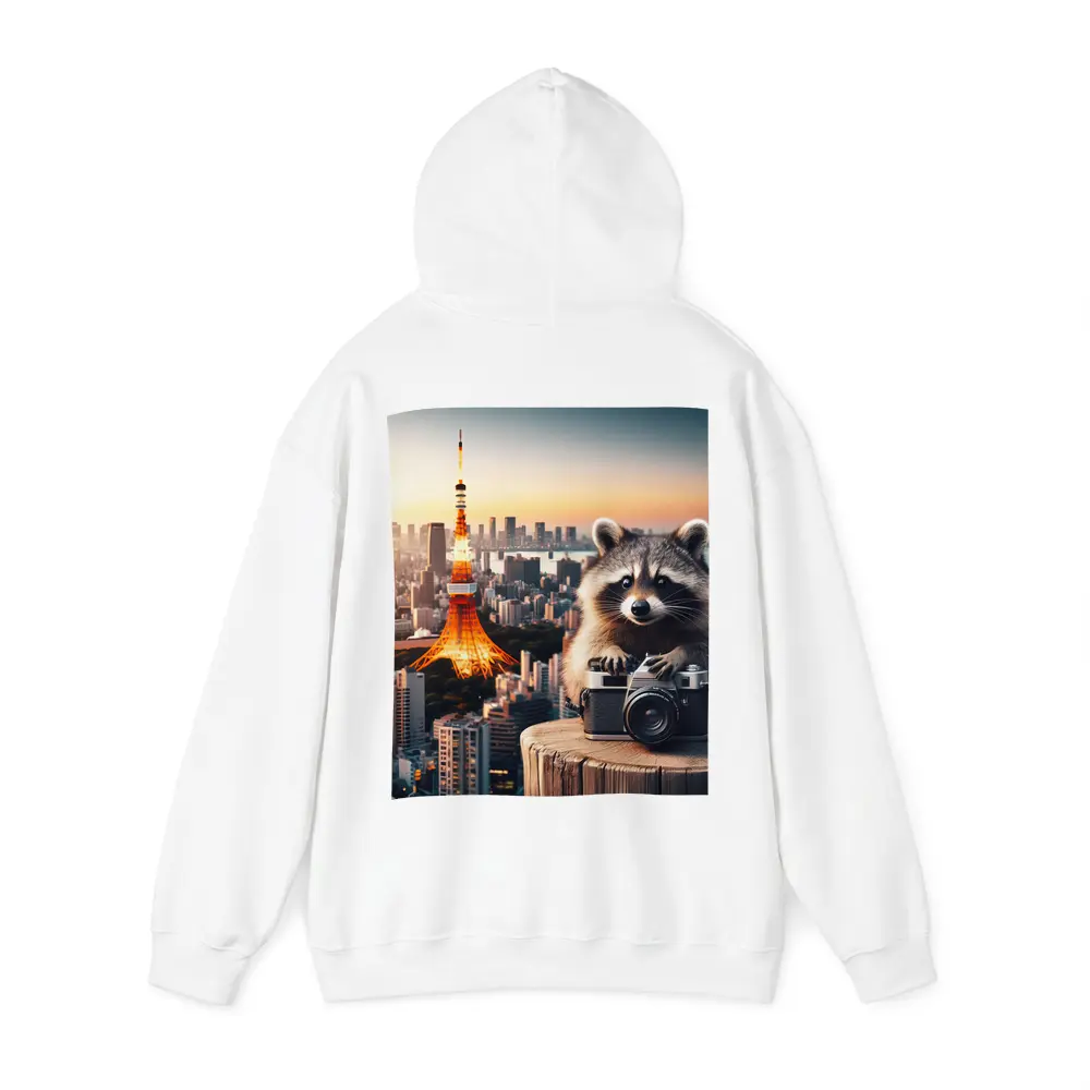 Raccoon Photographer Tokyo Tower Skyline Sunset – Hoodies