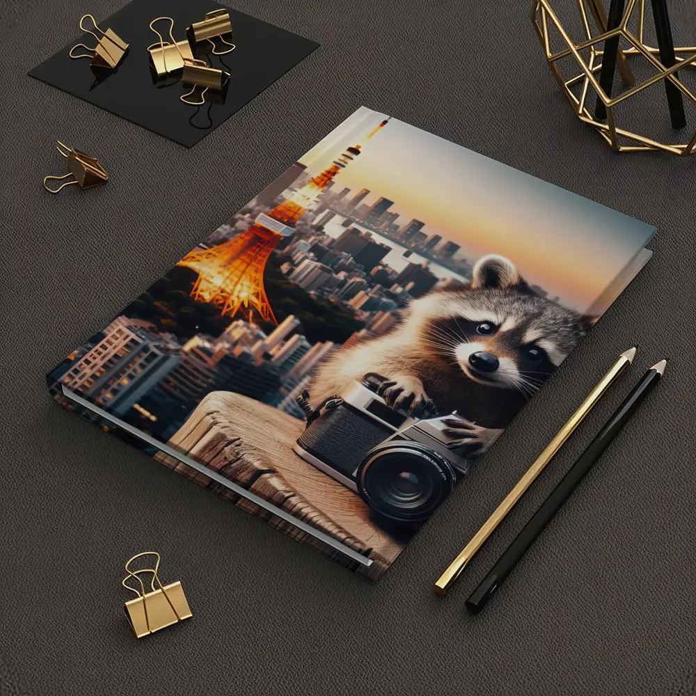 Raccoon Photographer Tokyo Tower Skyline Sunset – Notebooks