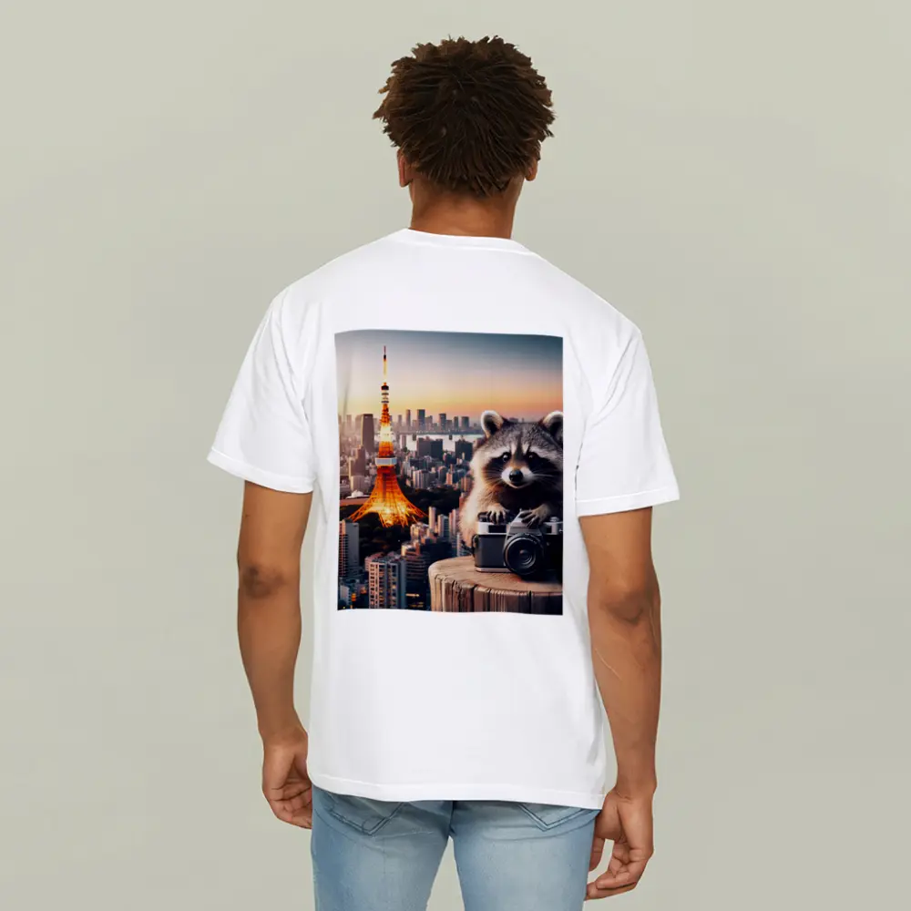 Raccoon Photographer Tokyo Tower Skyline Sunset – T-Shirts