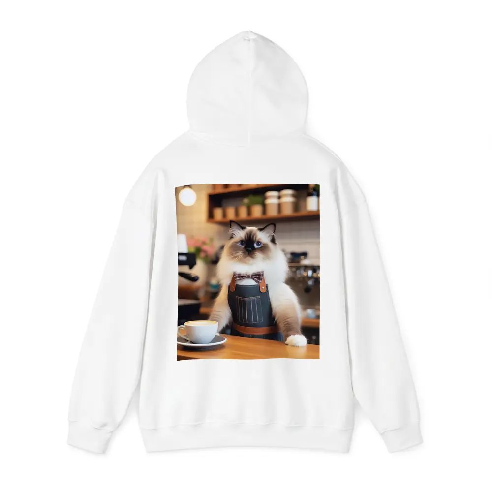 Ragdoll Cat Barista Coffee Shop Scene – Hoodies