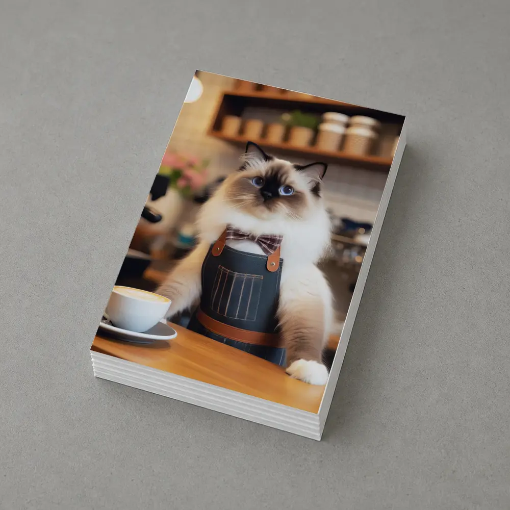 Ragdoll Cat Barista Coffee Shop Scene – Postcards