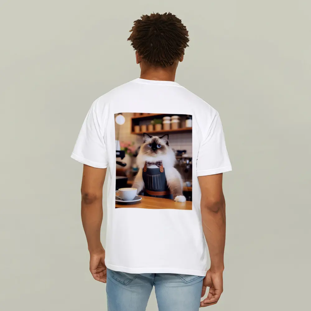 Ragdoll Cat Barista Coffee Shop Scene – T-Shirts