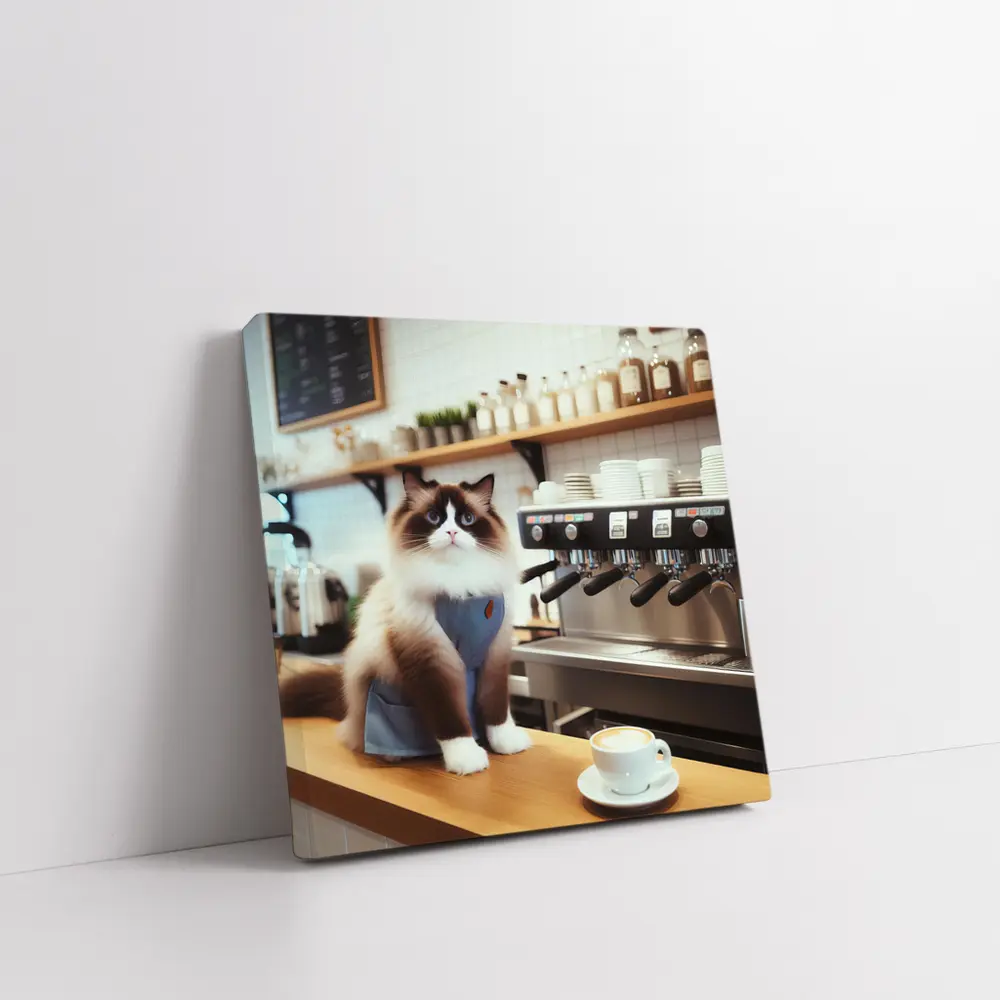Ragdoll Cat Barista in Coffee Shop – Wall Art