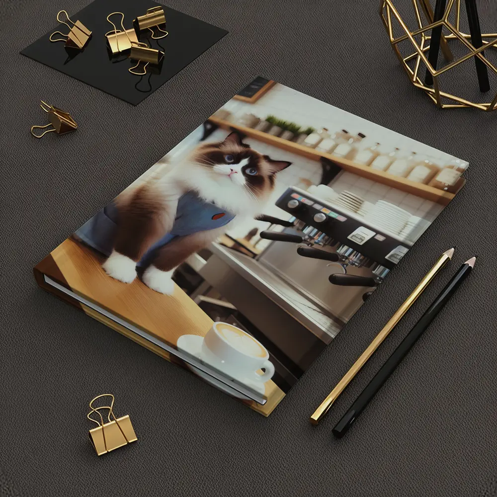 Ragdoll Cat Barista in Coffee Shop – Notebooks