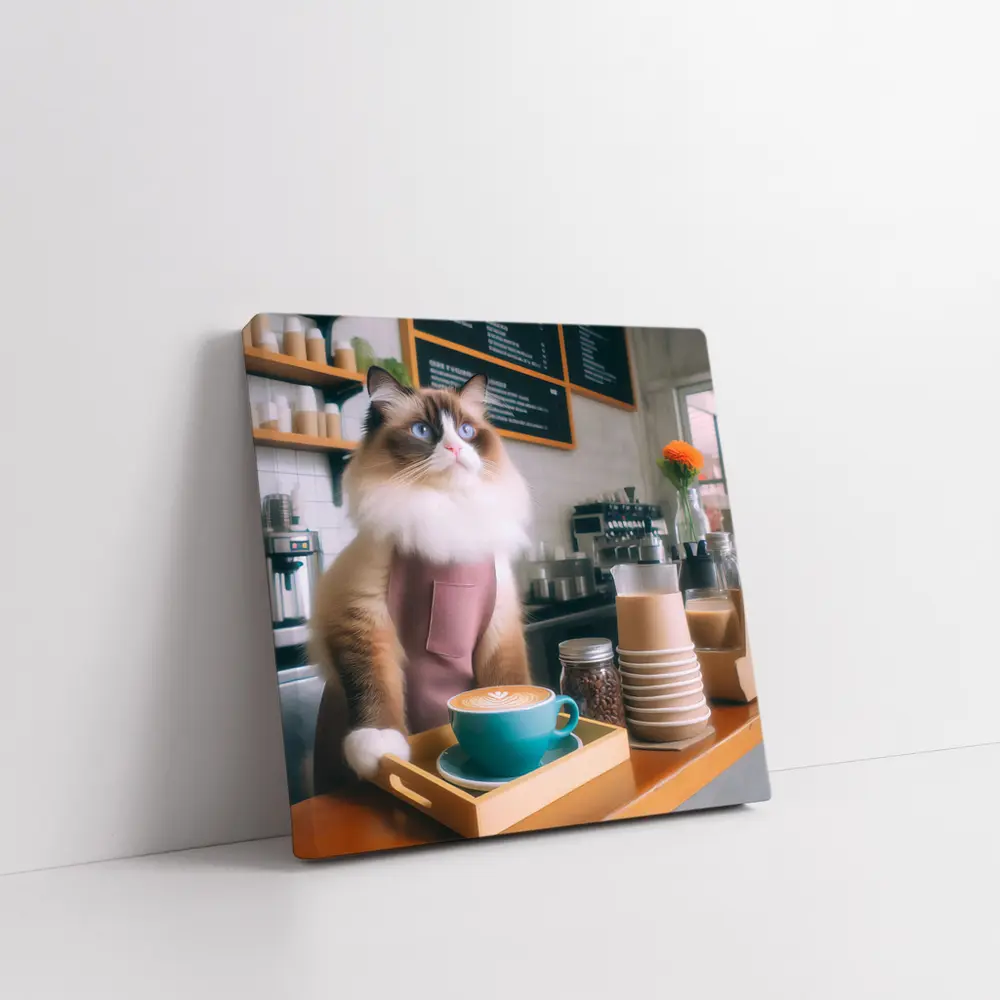 Ragdoll Cat Barista Working In Coffee Shop – Wall Art