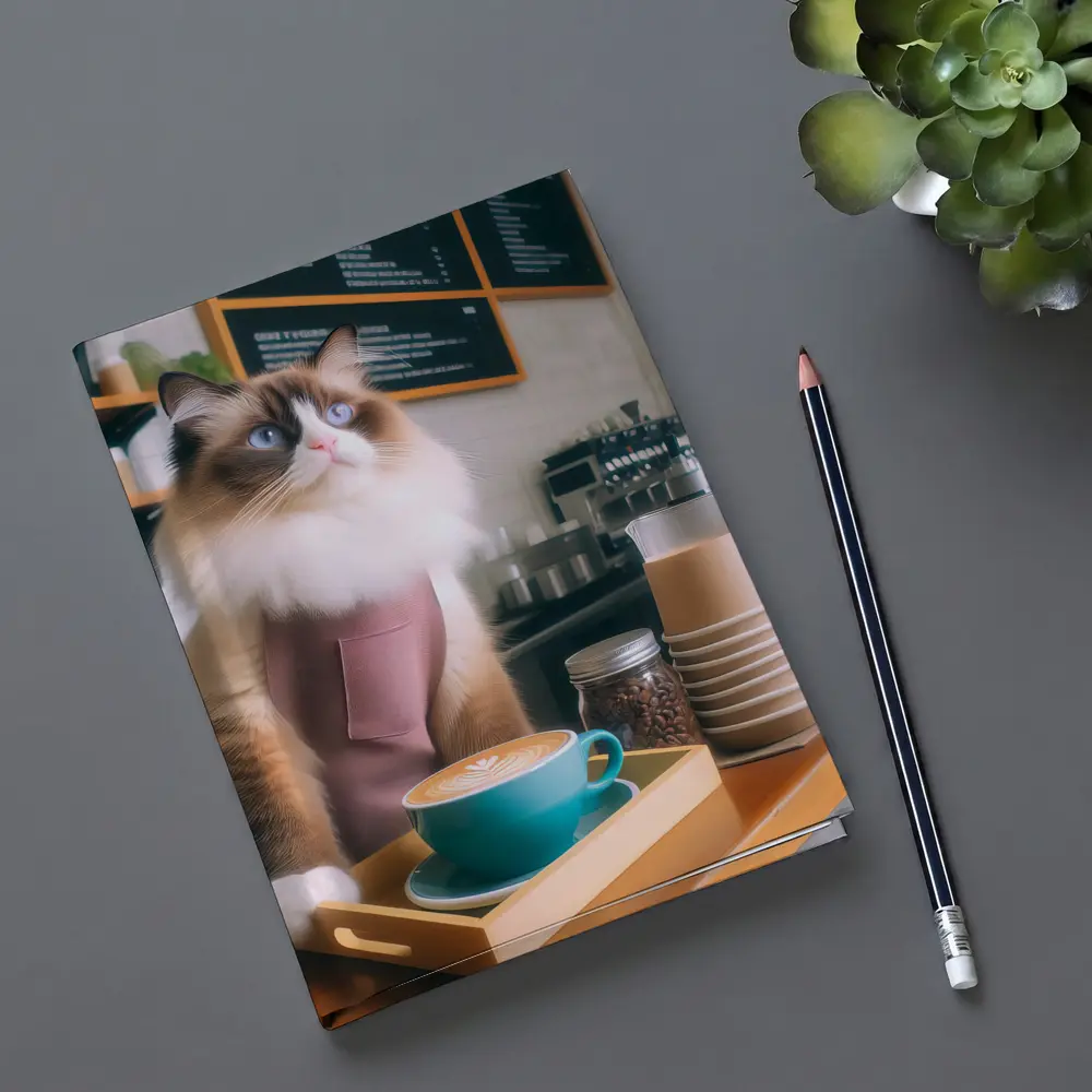 Ragdoll Cat Barista Working In Coffee Shop – Notebooks