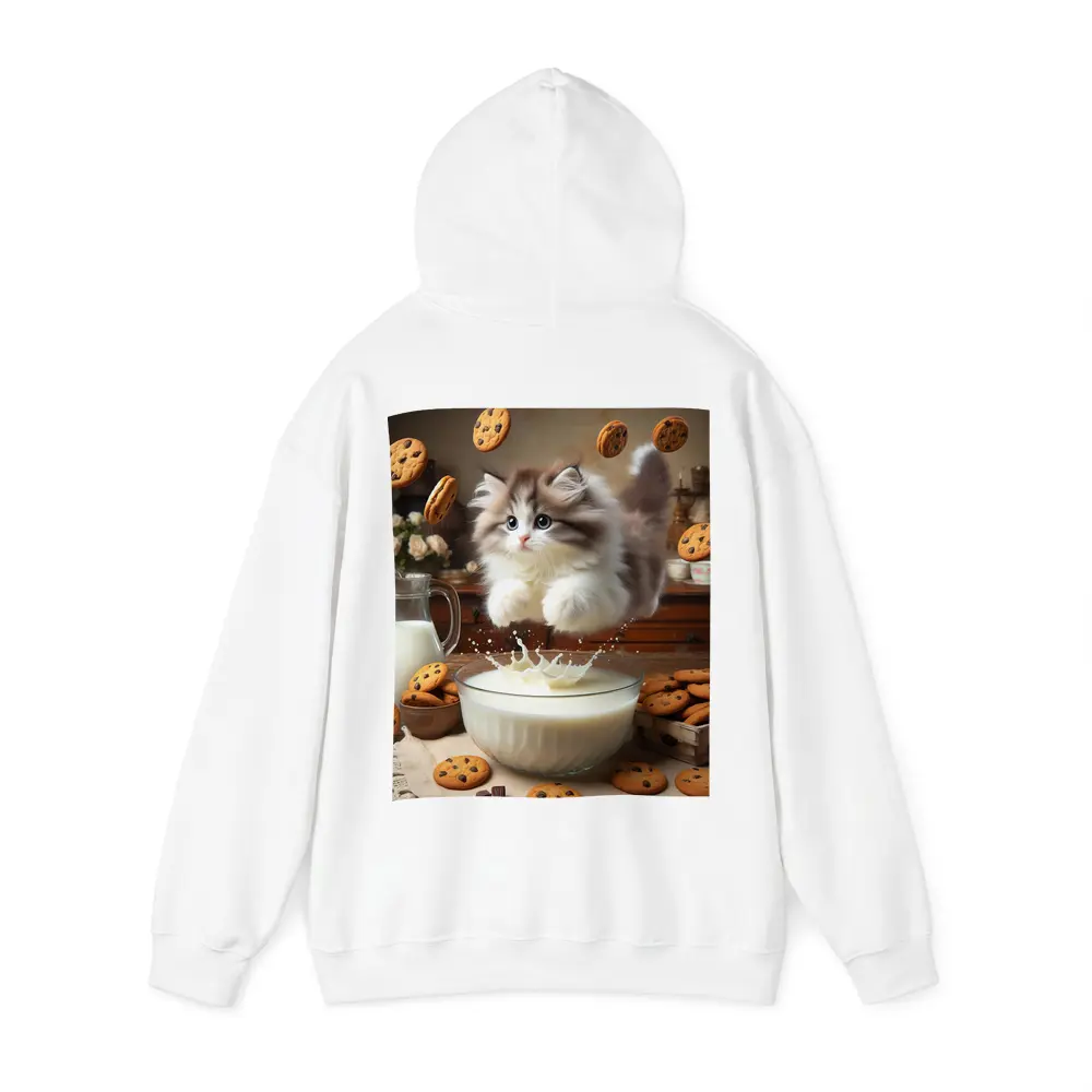 Fluffy Kitten Jumping Into Milk Bowl Cookies – Hoodies