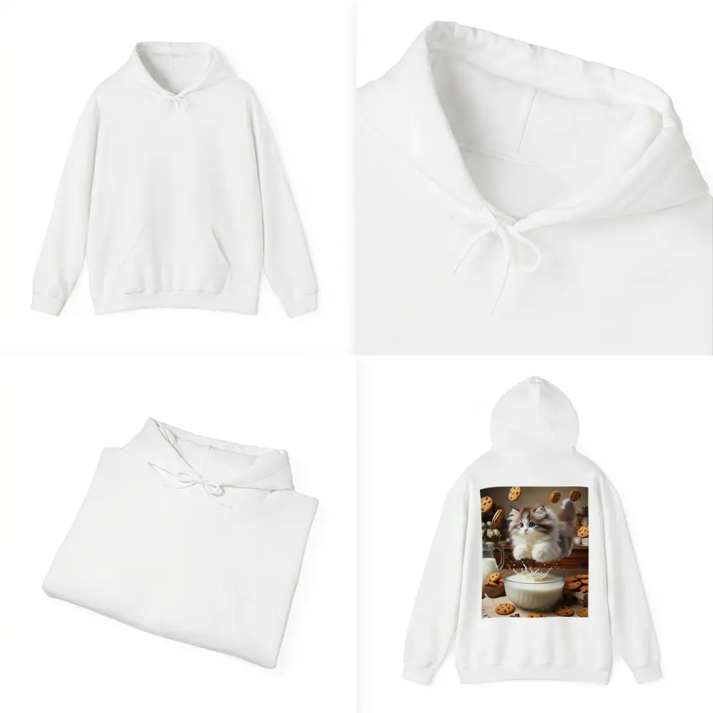Fluffy Kitten Jumping Into Milk Bowl Cookies – Hoodies