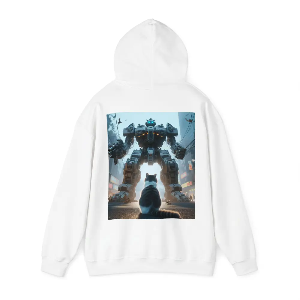 Cat Faces Giant Mech Robot City Street – Hoodies