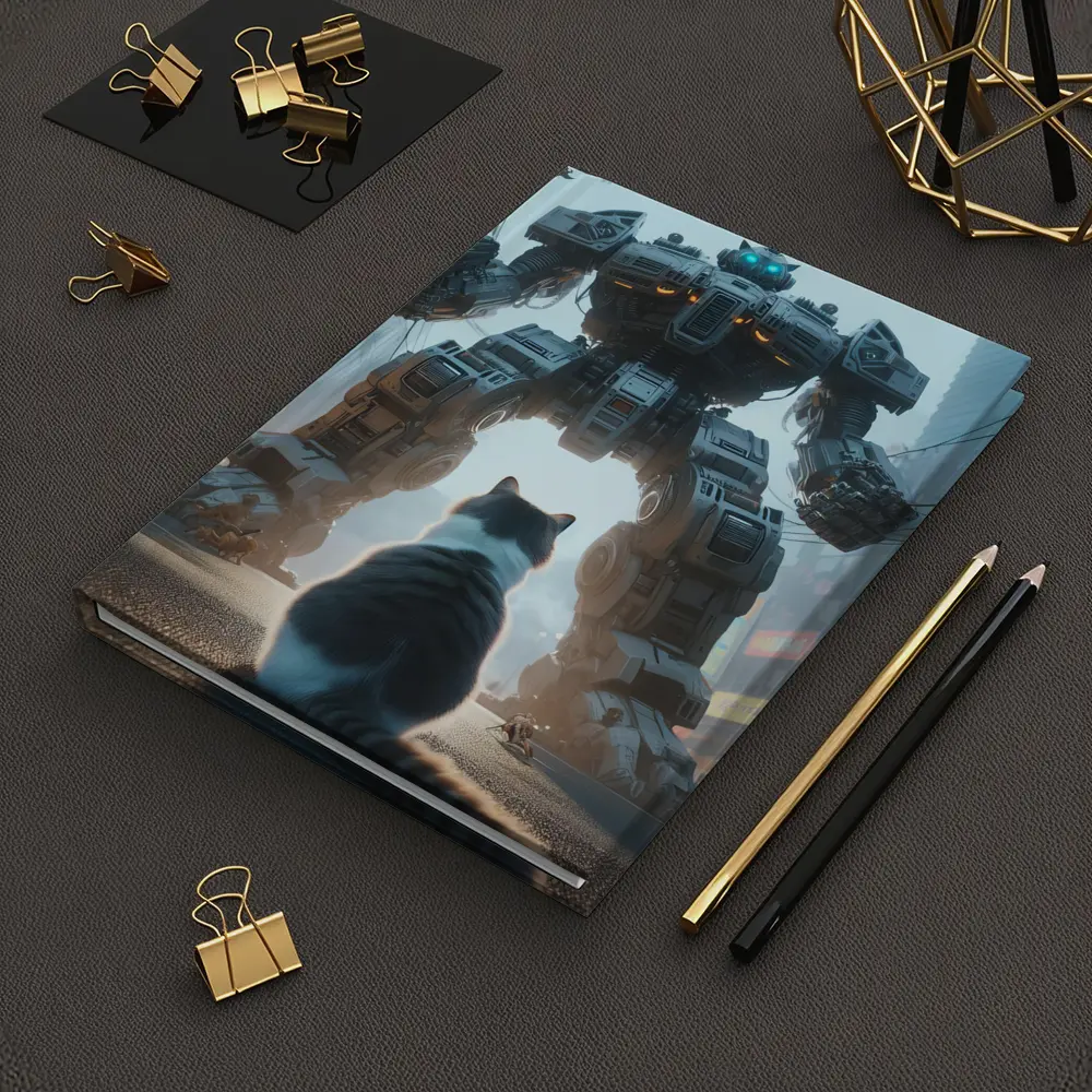 Cat Faces Giant Mech Robot City Street – Notebooks