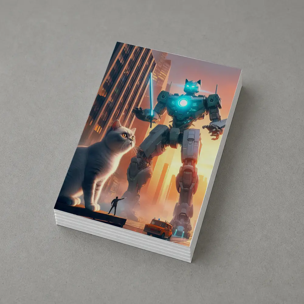 Giant Robot Cat City Cyberpunk Street – Postcards