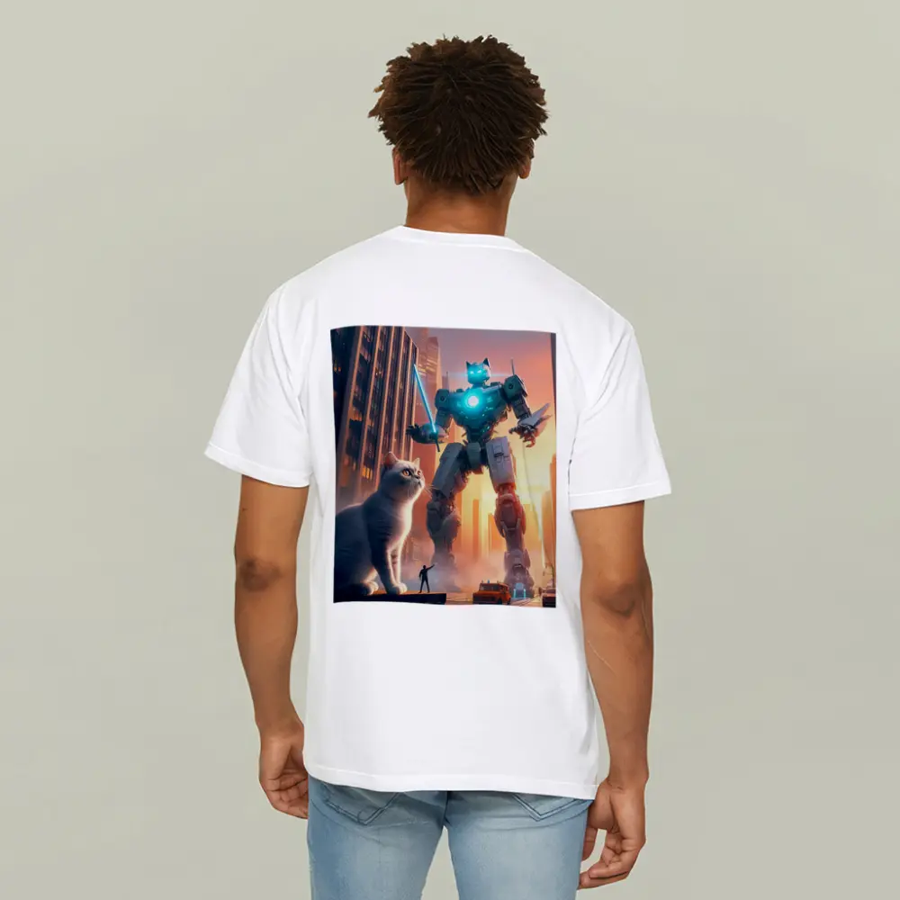 Giant Robot Cat City Cyberpunk Street – T-Shirts
