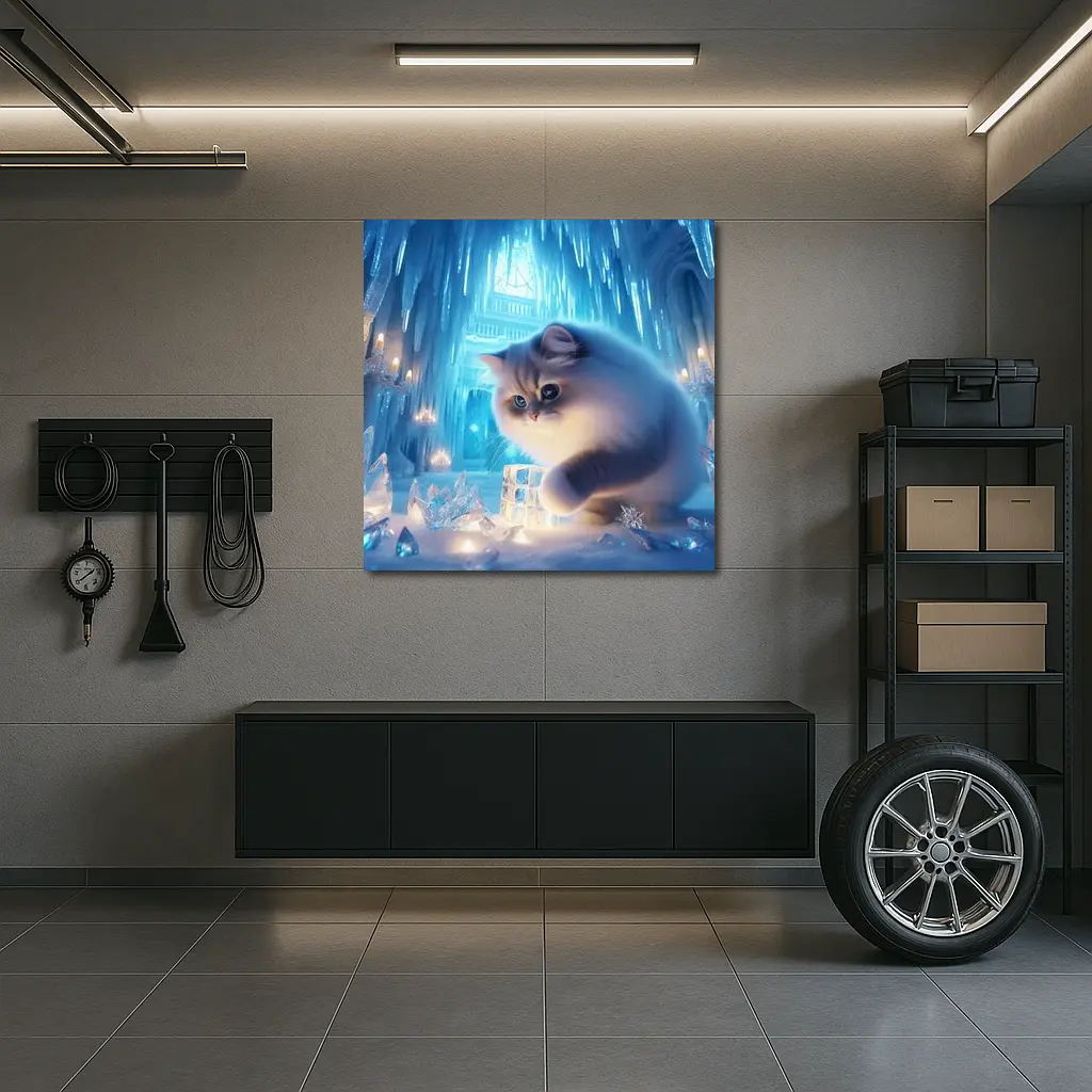 Persian Cat in Glowing Ice Crystal Palace – Wall Art