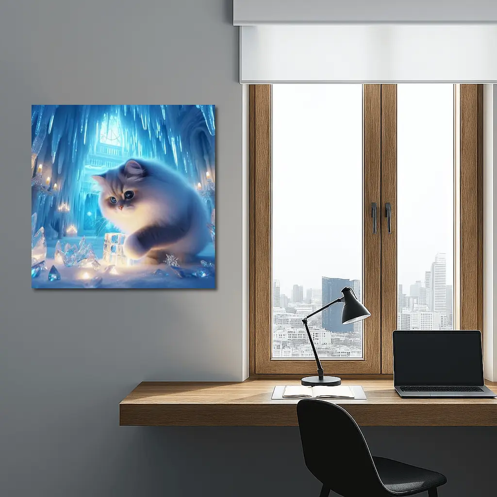 Persian Cat in Glowing Ice Crystal Palace – Wall Art