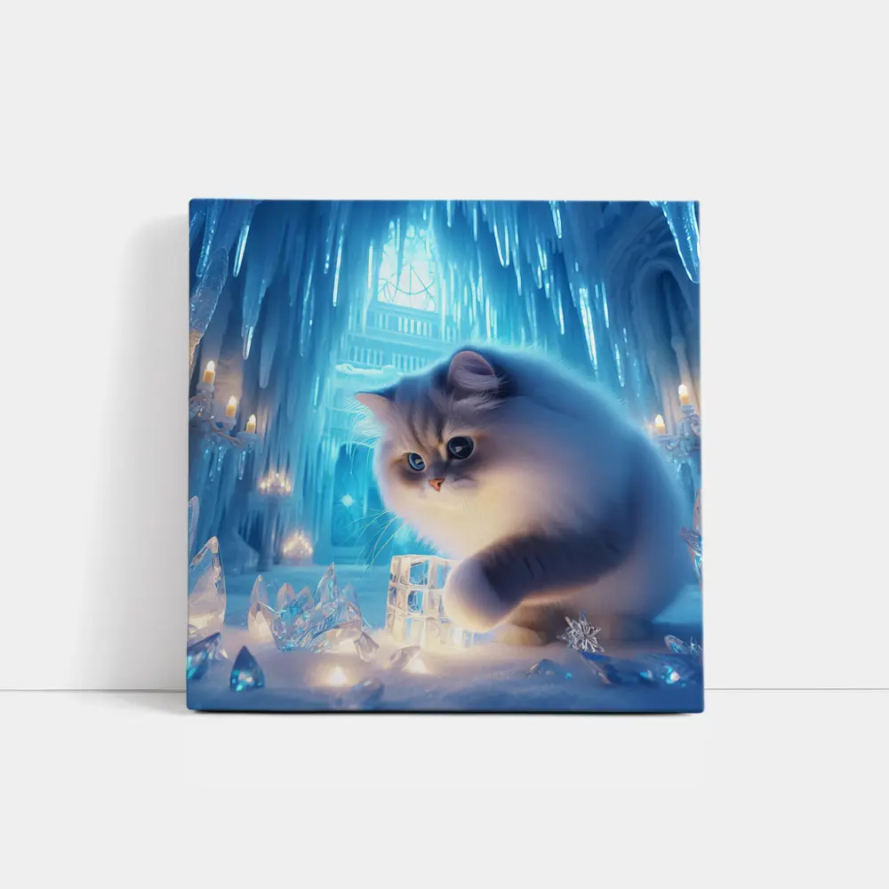 Persian Cat in Glowing Ice Crystal Palace – Wall Art