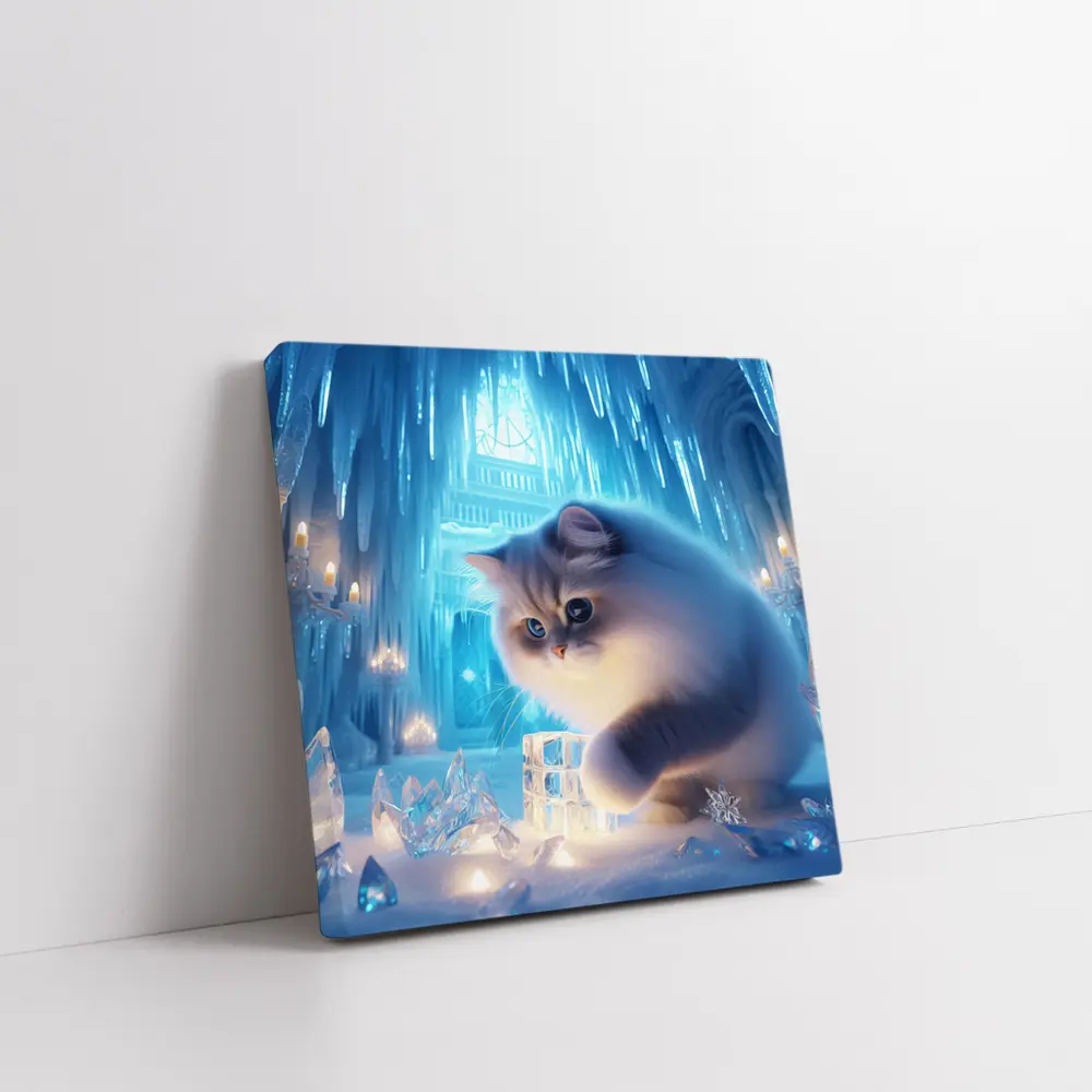 Persian Cat in Glowing Ice Crystal Palace – Wall Art