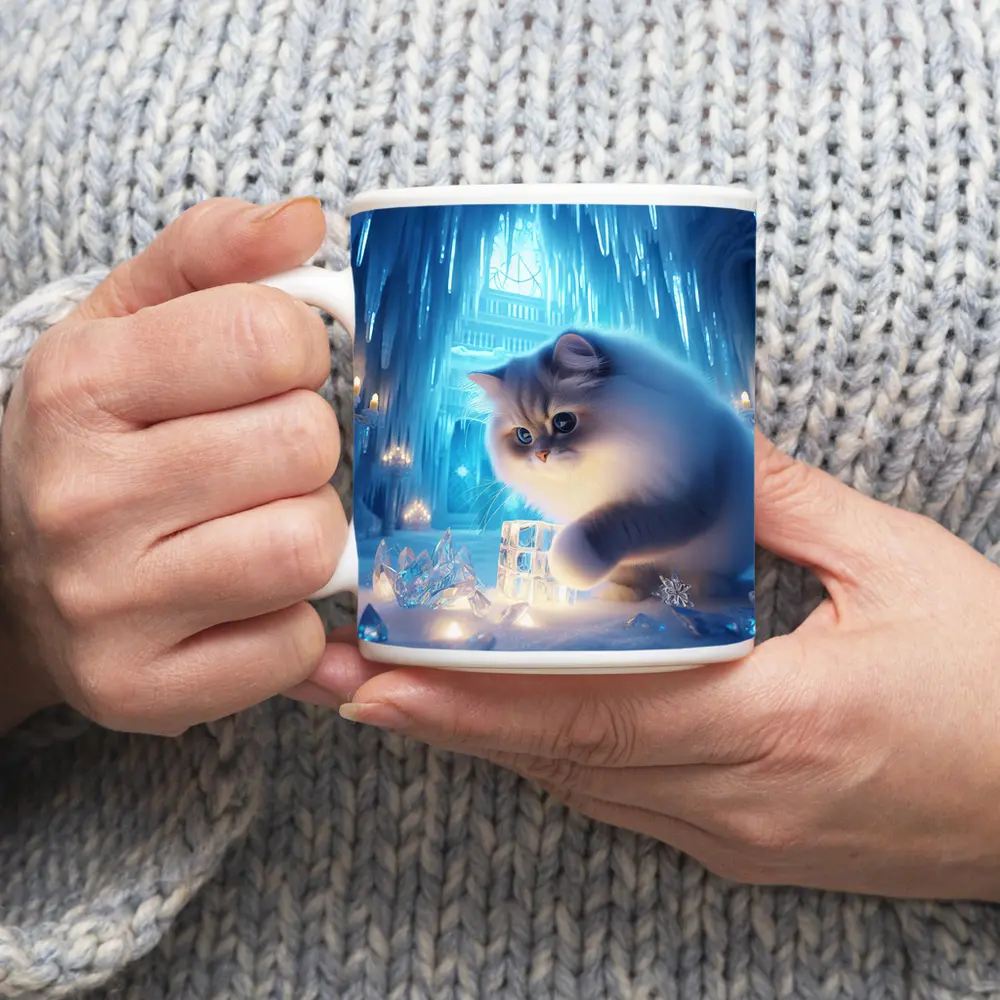 Persian Cat in Glowing Ice Crystal Palace – Mugs