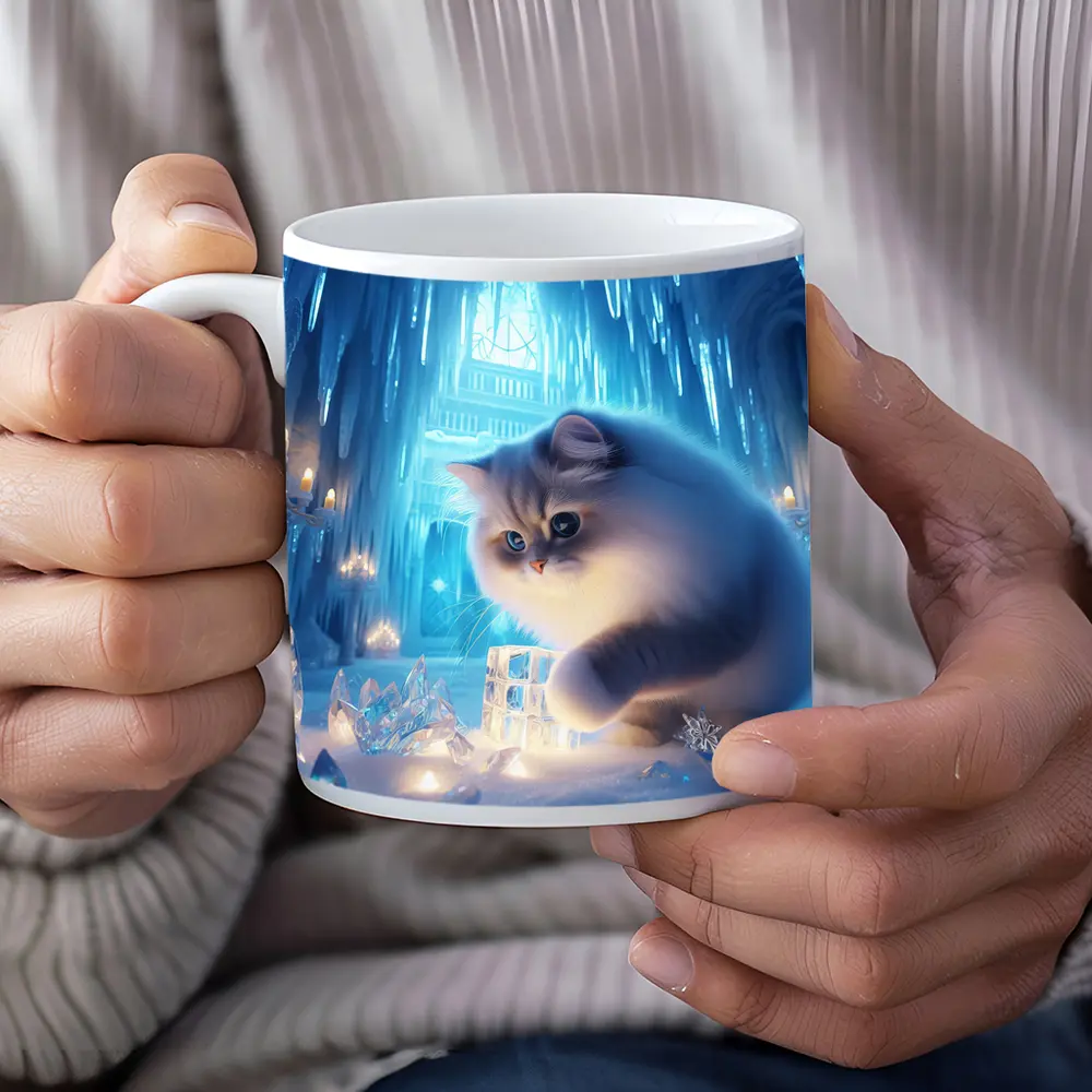 Persian Cat in Glowing Ice Crystal Palace – Mugs