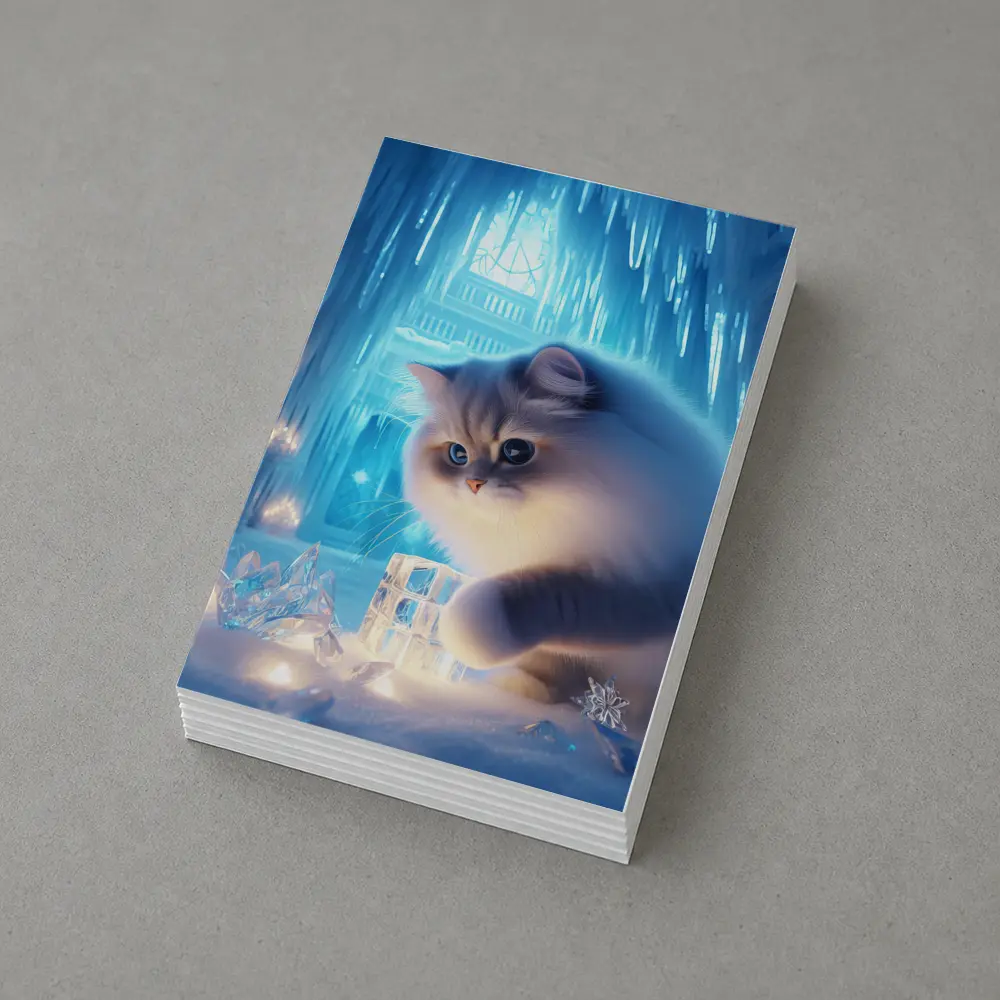 Persian Cat in Glowing Ice Crystal Palace – Postcards