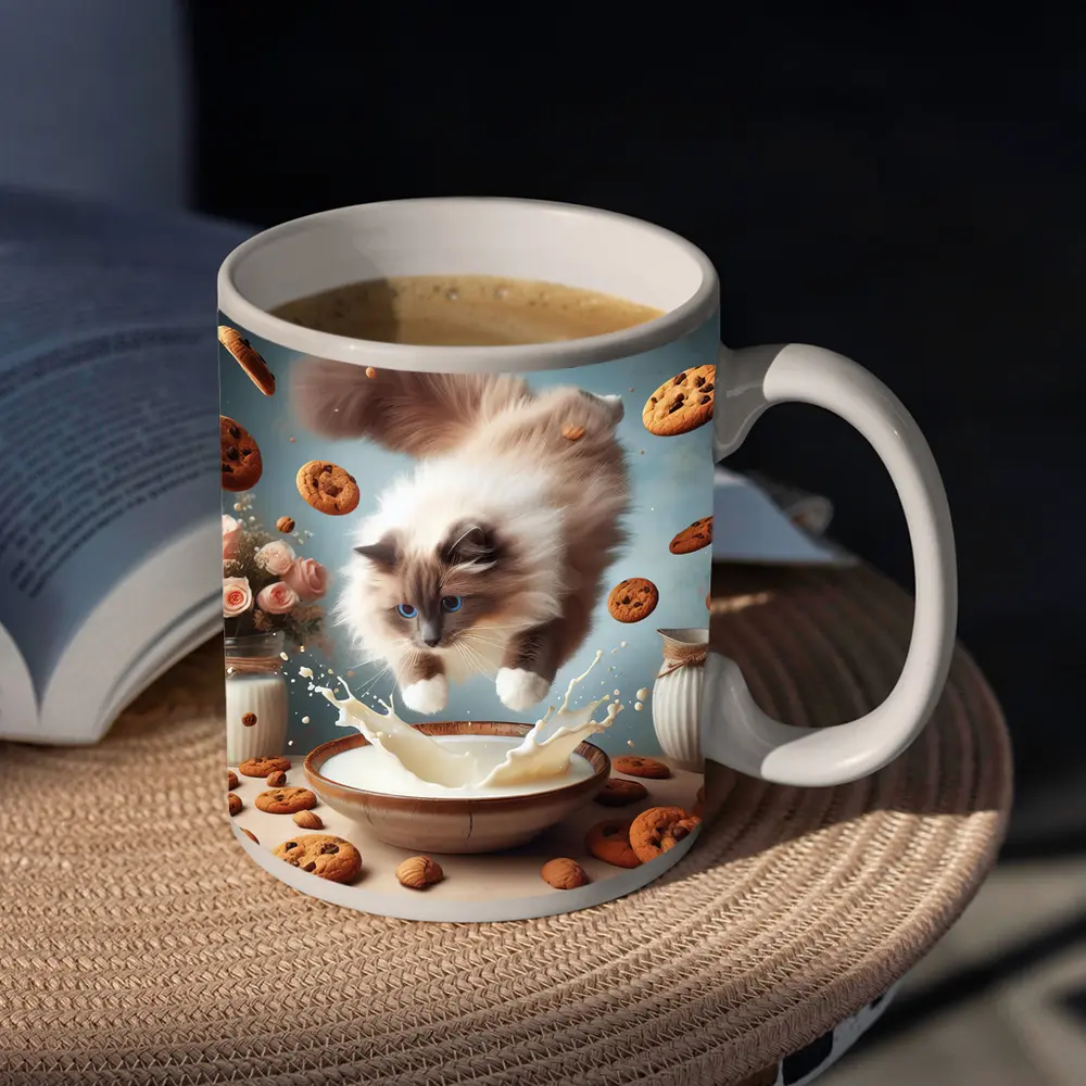 Ragdoll Cat Jumping Milk Bowl Cookies – Mugs