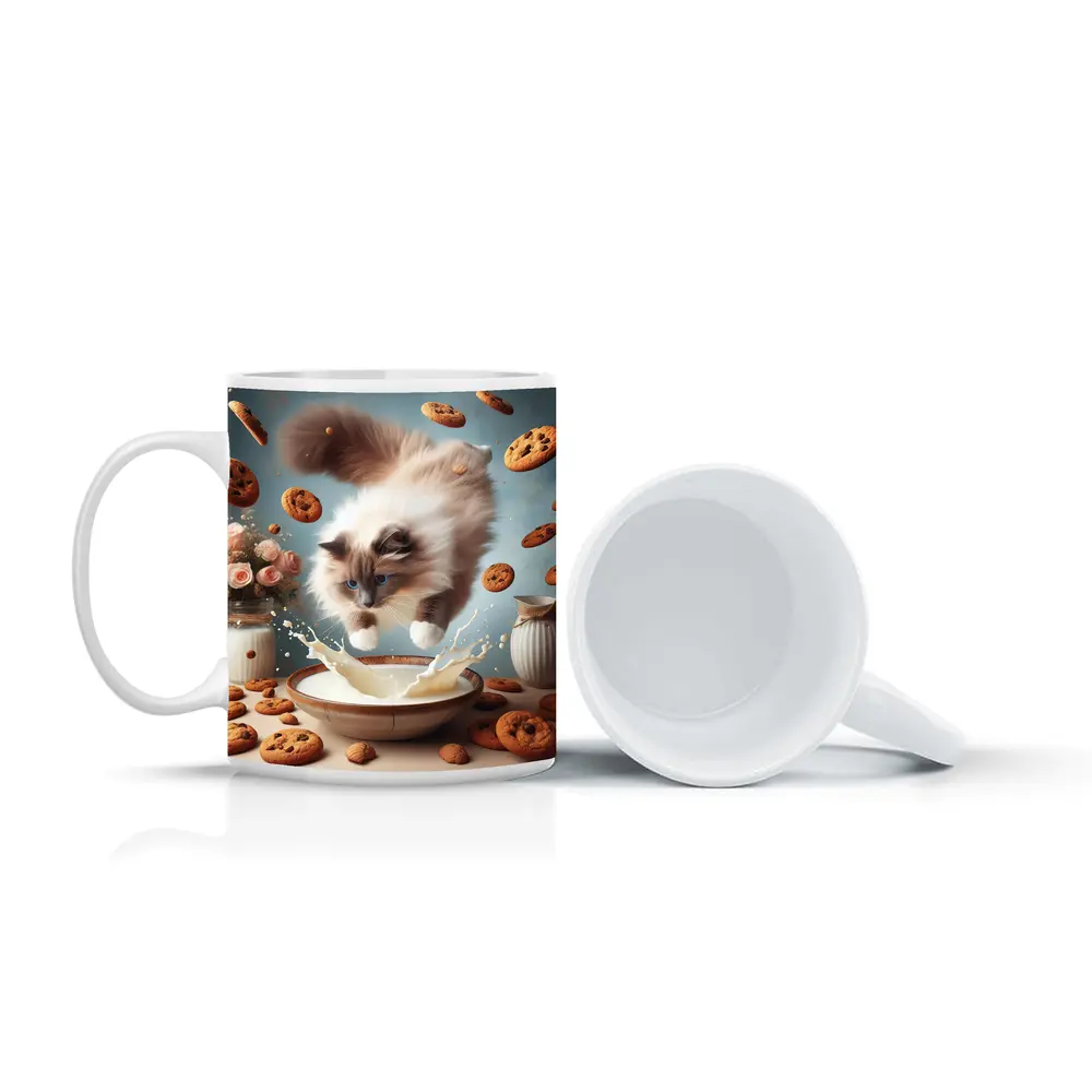 Ragdoll Cat Jumping Milk Bowl Cookies – Mugs
