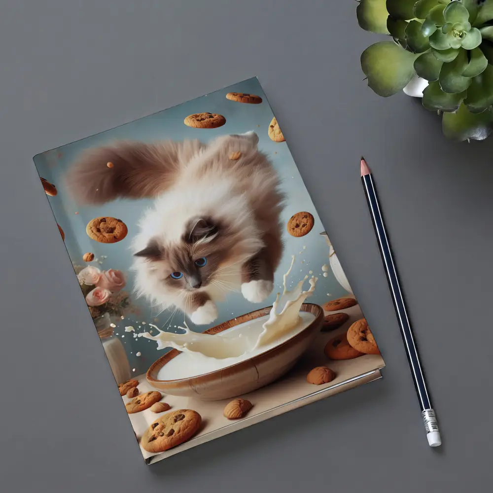 Ragdoll Cat Jumping Milk Bowl Cookies – Notebooks