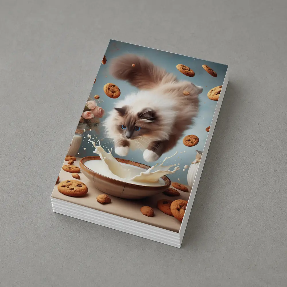 Ragdoll Cat Jumping Milk Bowl Cookies – Postcards
