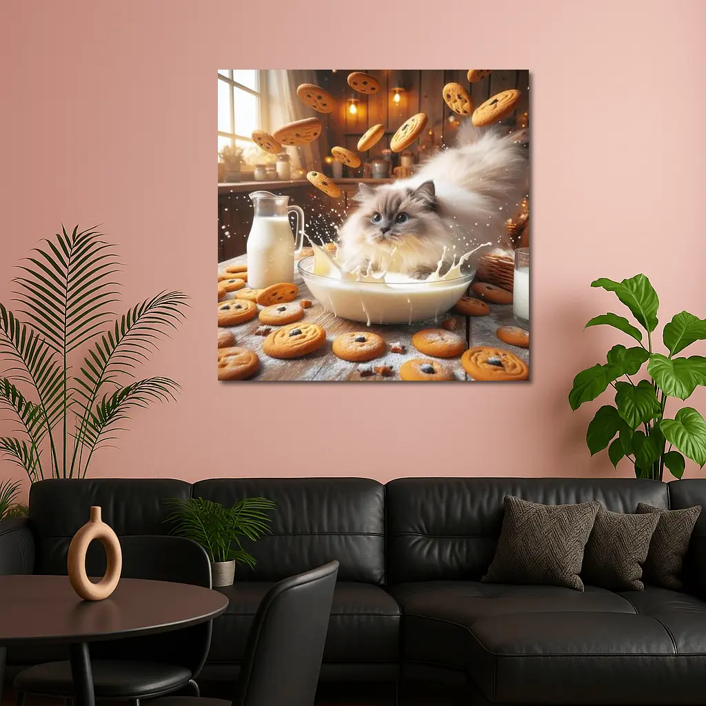 Ragdoll Cat Milk Bowl Cookies Kitchen – Wall Art