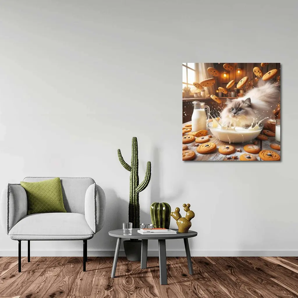 Ragdoll Cat Milk Bowl Cookies Kitchen – Wall Art