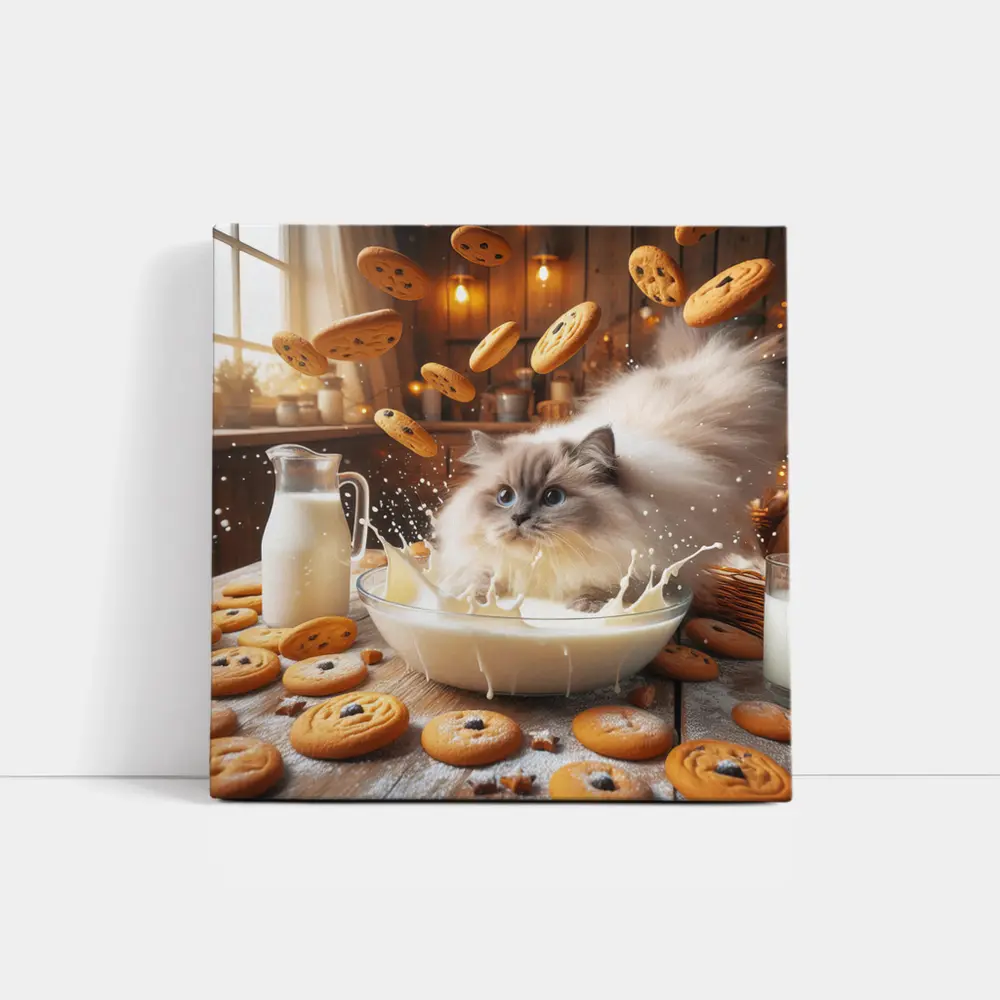 Ragdoll Cat Milk Bowl Cookies Kitchen – Wall Art