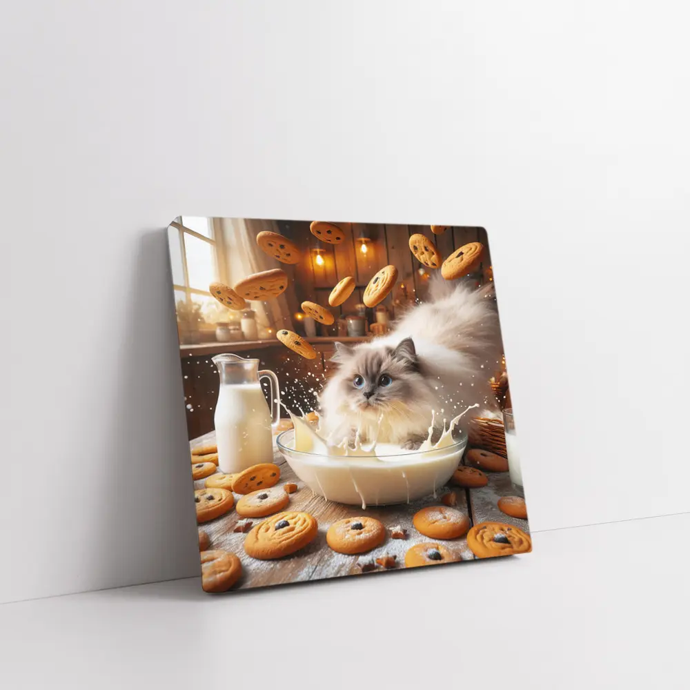Ragdoll Cat Milk Bowl Cookies Kitchen – Wall Art