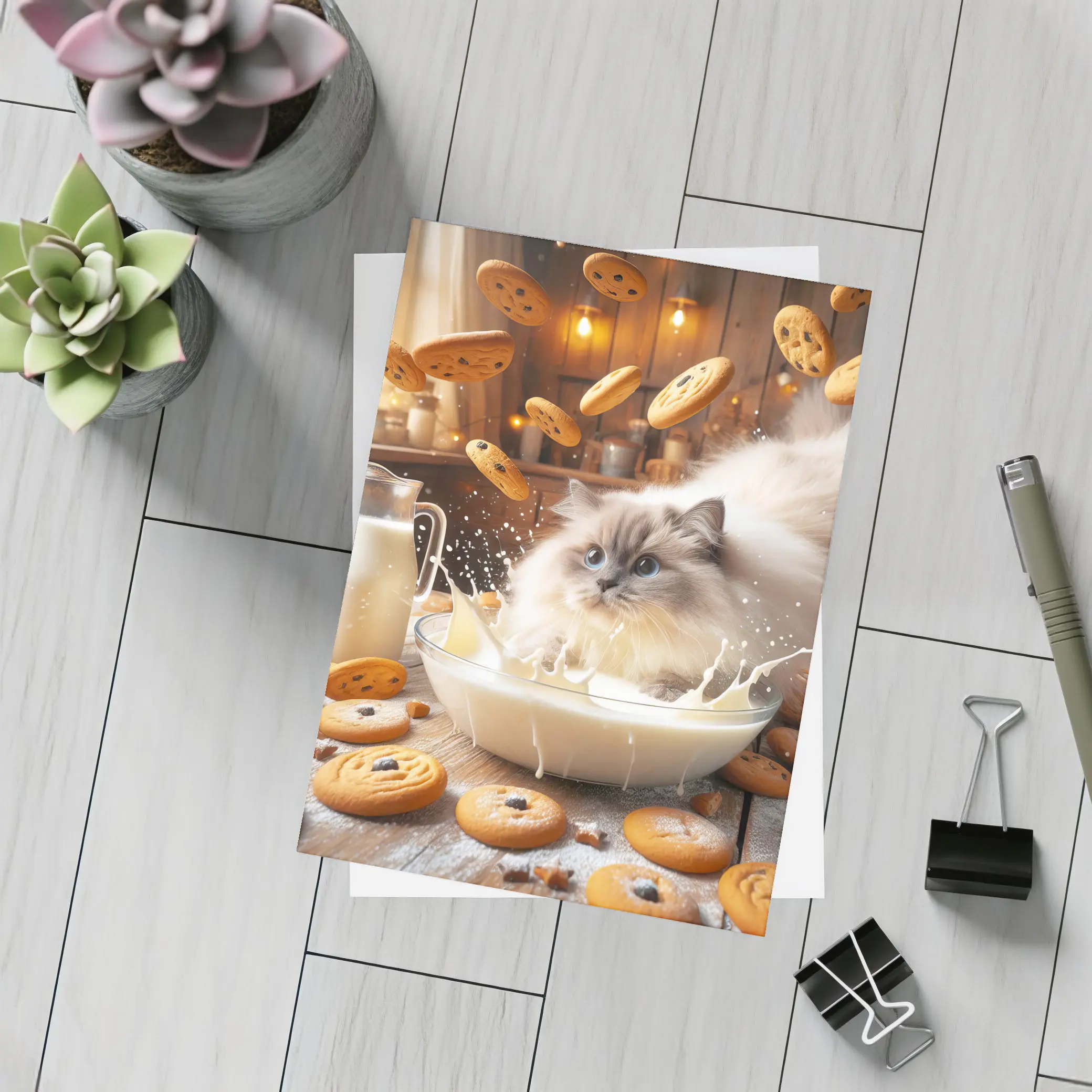 Ragdoll Cat Milk Bowl Cookies Kitchen – Postcards