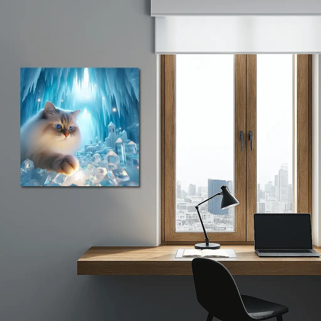 Ragdoll Cat Blue Eyes Ice Crystal Cave – Wall Art