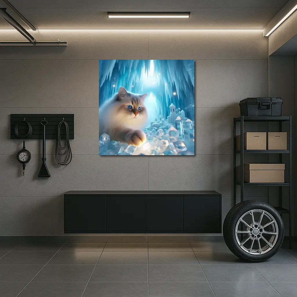 Ragdoll Cat Blue Eyes Ice Crystal Cave – Wall Art