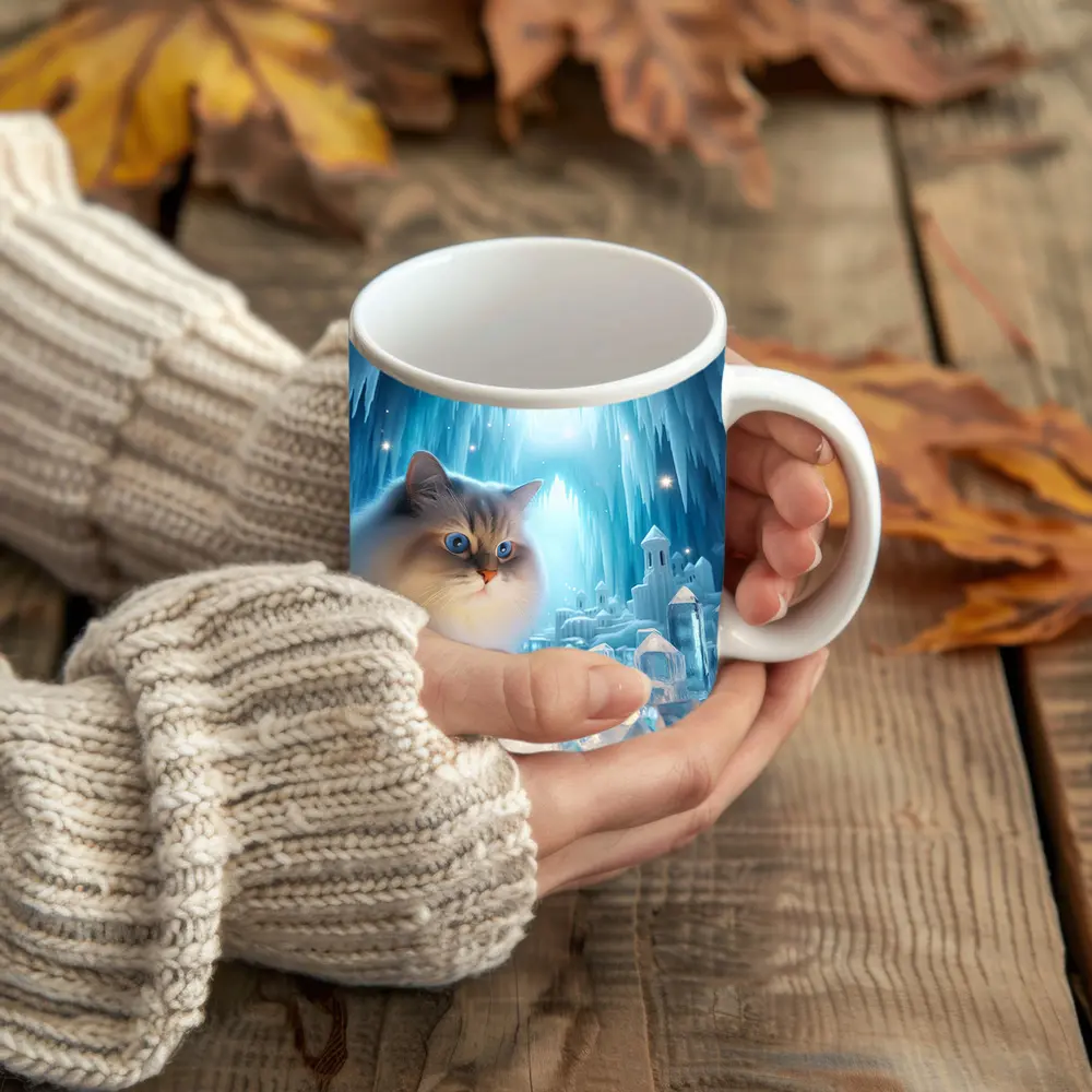 Ragdoll Cat Blue Eyes Ice Crystal Cave – Mugs
