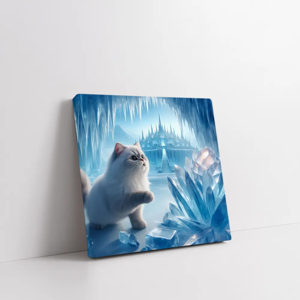 White Persian Cat Ice Crystal Fantasy Cave – Wall Art