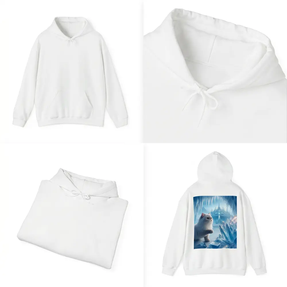 White Persian Cat Ice Crystal Fantasy Cave – Hoodies