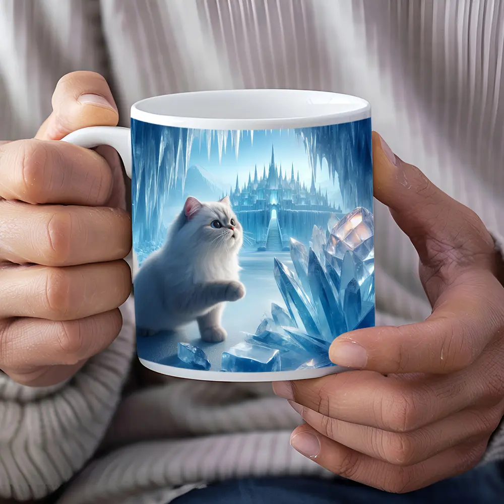 White Persian Cat Ice Crystal Fantasy Cave – Mugs